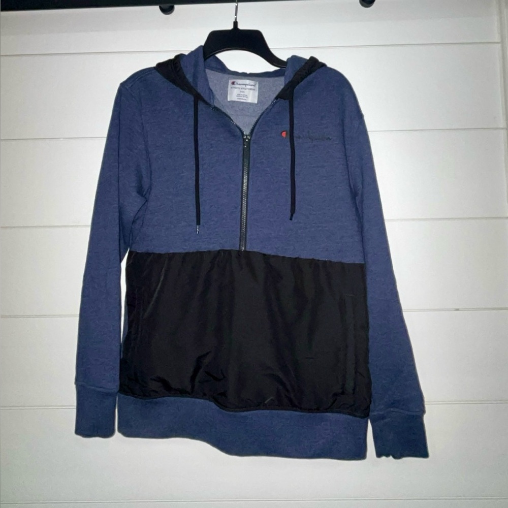 Champion Men's Two-Tone Half Zip Hoodie Small